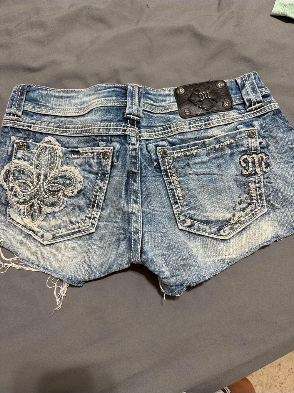Miss Me Medium Blue Distressed Denim Cutoff Shorts